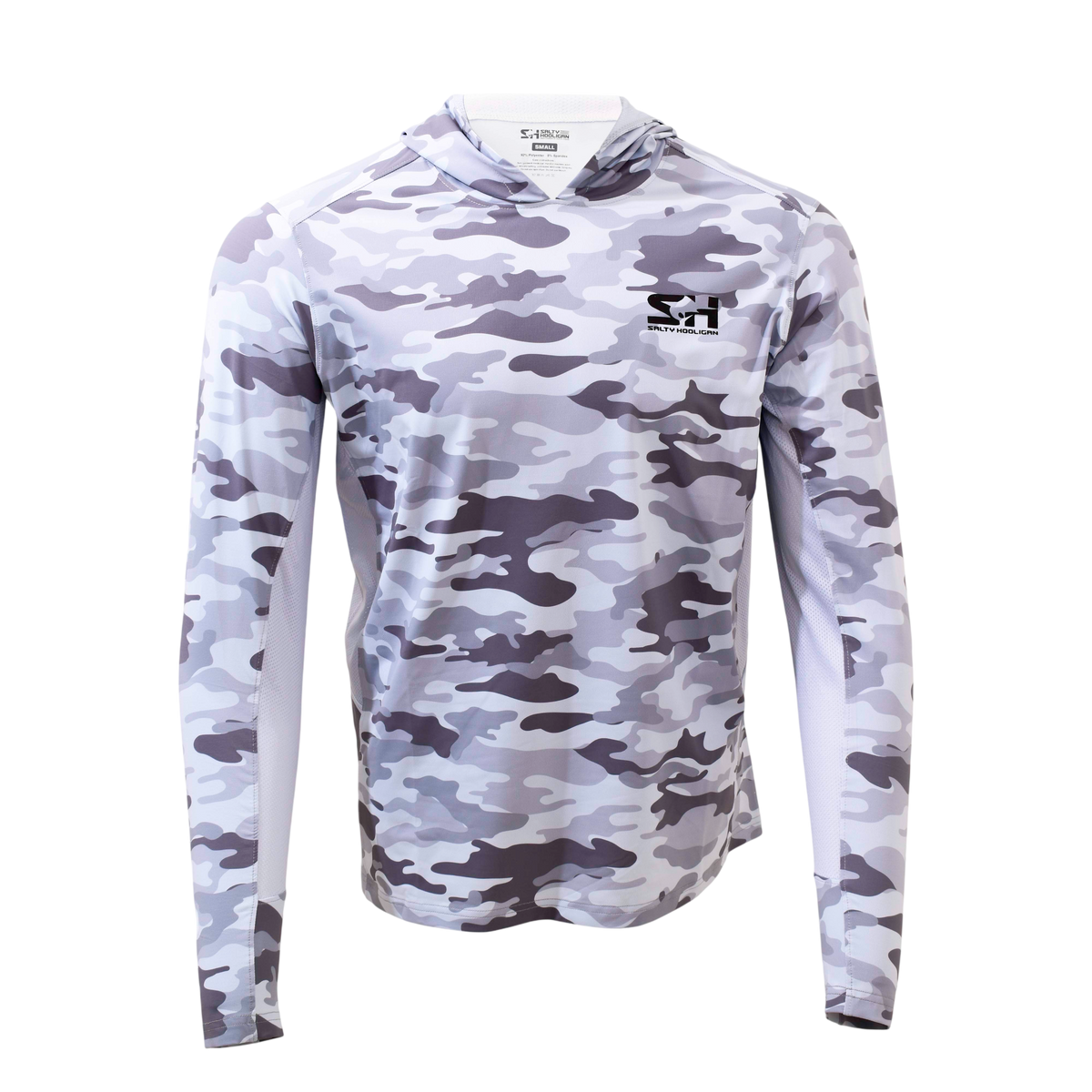 Men's Pro Tech Vented Hoodie in cloud camo grey, front view