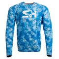 Oceanic Performance fishing long sleeve in Mediterranean blue camo, front view