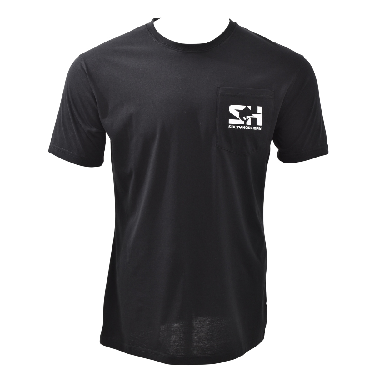 Diamond Tuna Pocket Tee in black, front view with pocket logo