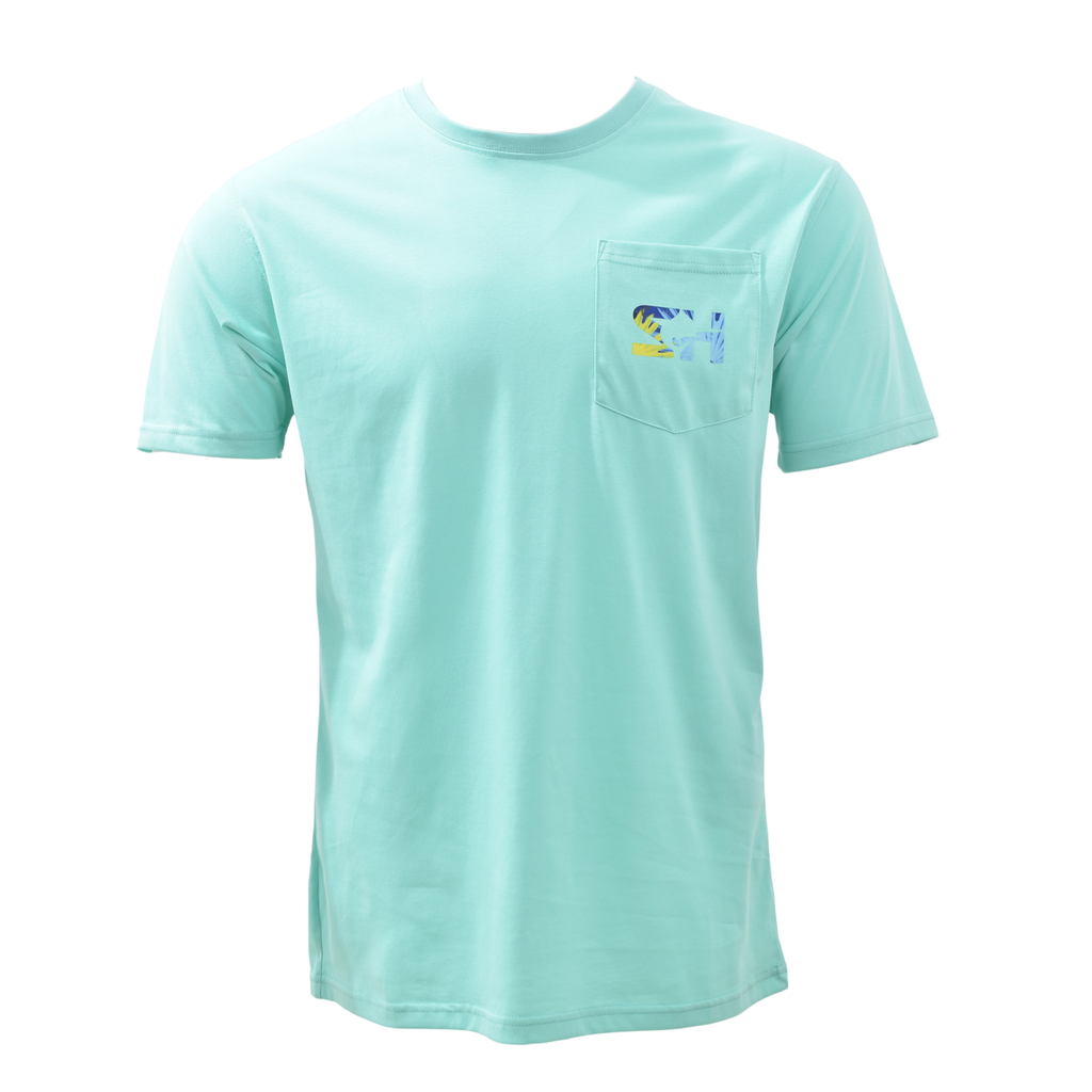 Multi Tuna Pocket Tee in mint green, front view