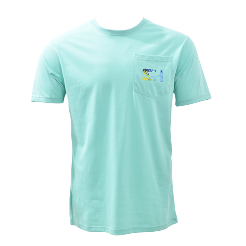 Multi Tuna Pocket Tee in mint green, front view
