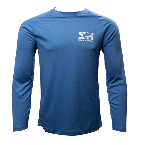 Men's Solar Tech Long Sleeve in heather blue, front view
