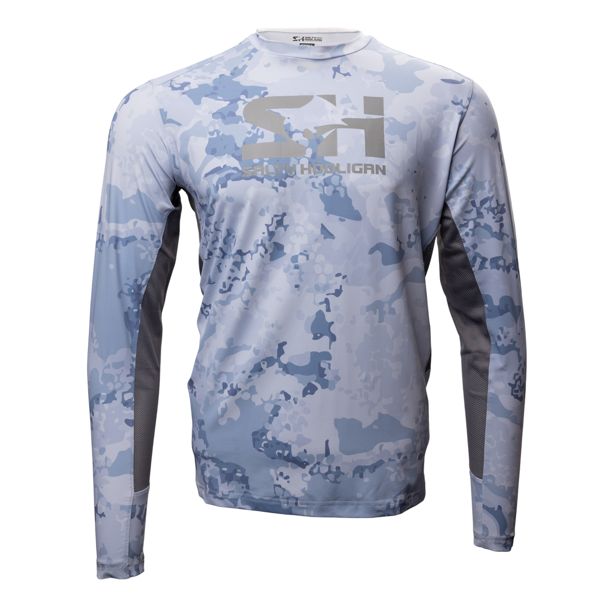 Hooligan Solar Vent Crew long sleeve in blue camo, front view