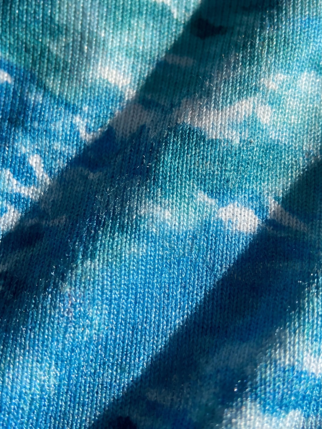 Close-up of the Ocean Pro Tech Hoodie teal water-camo fabric