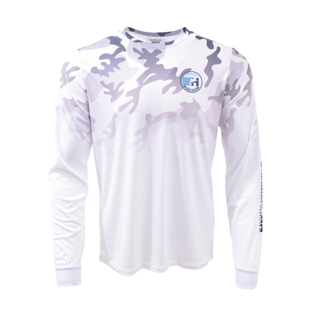 Hooligan Camo Long Sleeve in white camo, front view