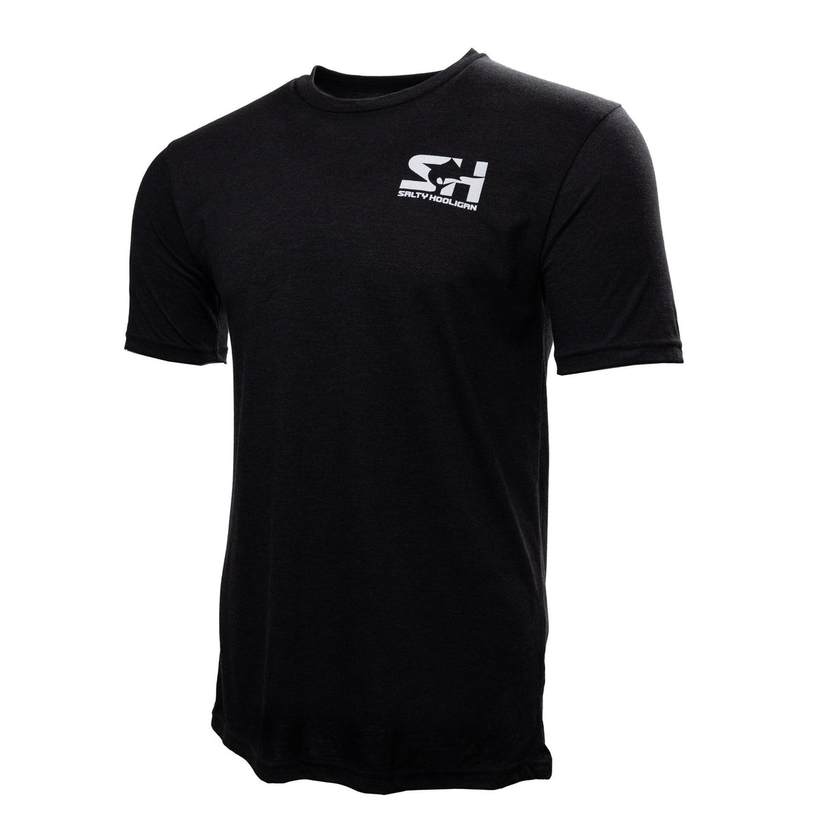 Salty Hooligan Logo Tee in black, front view