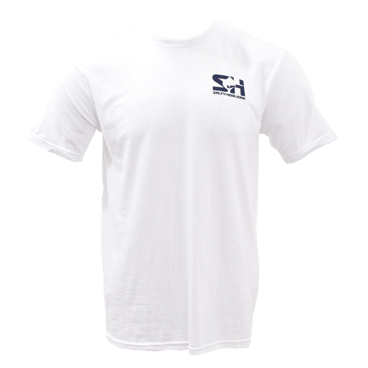 Salty Hooligan Logo Tee in white, front view