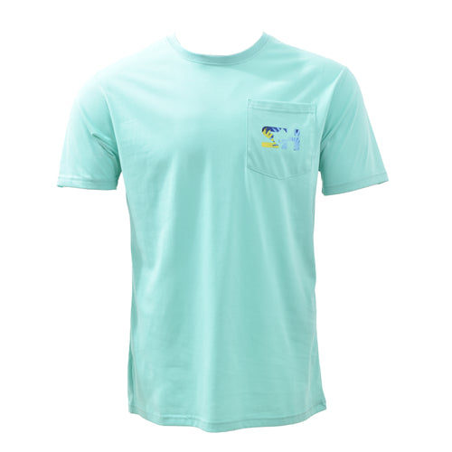 Multi Tuna Pocket Tee in mint green, front view with pocket logo