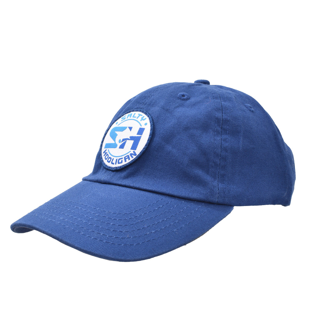 Round Logo Patch cap in navy, front view