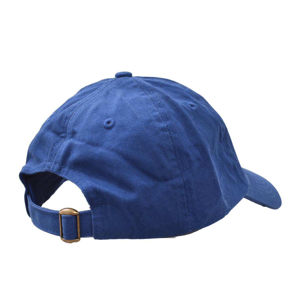 Round Logo Patch cap in navy, back view with adjustable strap