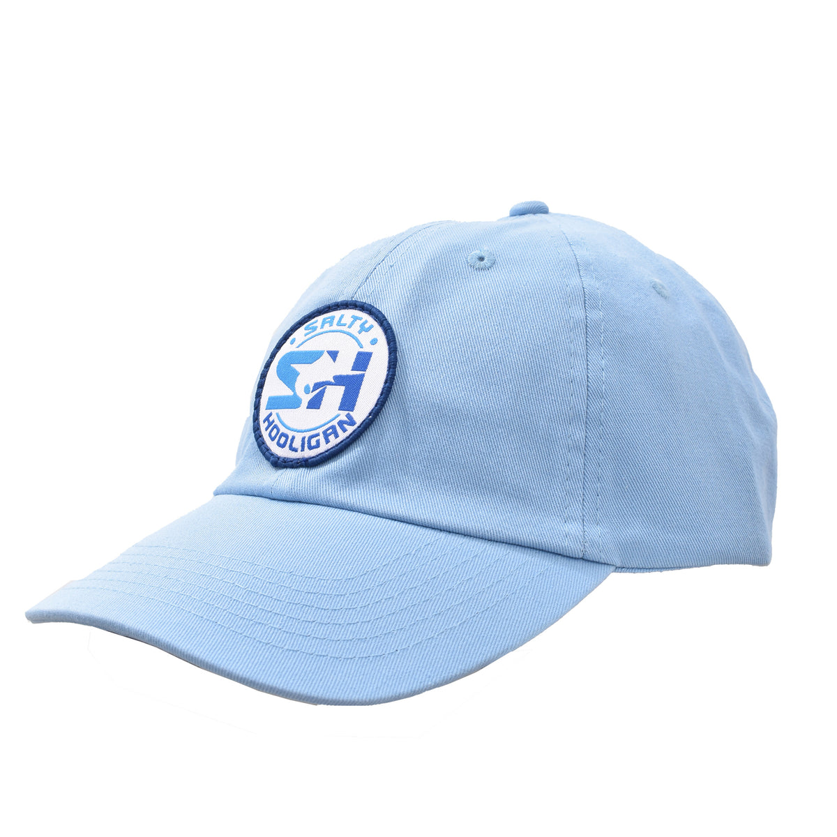 Round Logo Patch cap in light blue, front view