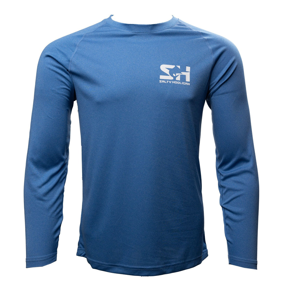 Men's Solar Tech Long Sleeve in heather blue, front view