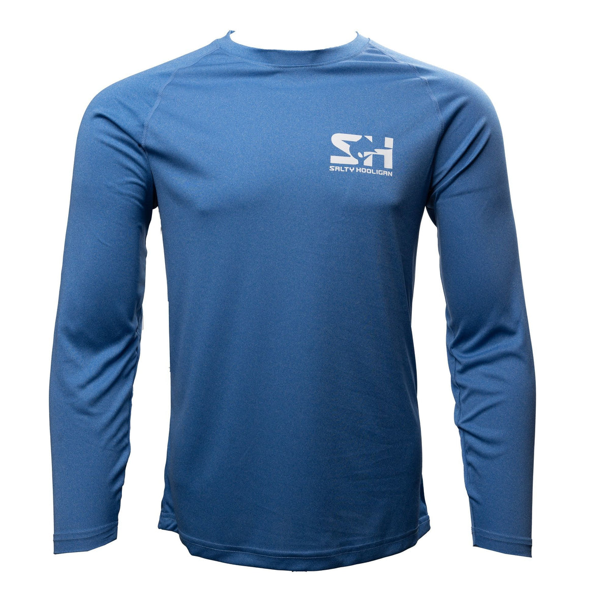 Men's Solar Tech Long Sleeve in heather blue, front view