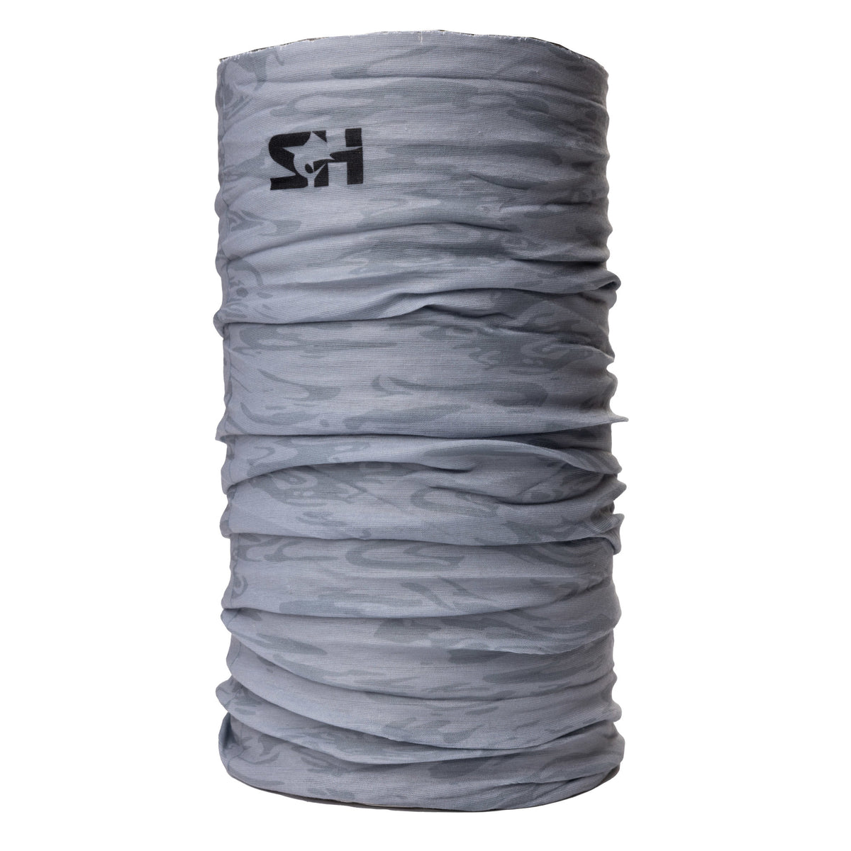 Classic Face Wrap neck gaiter in grey wave, back view