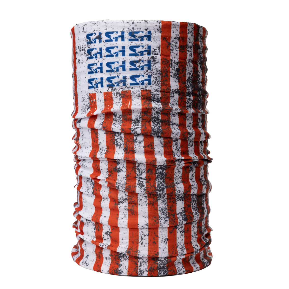 Classic Face Wrap neck gaiter in American flag print, back view