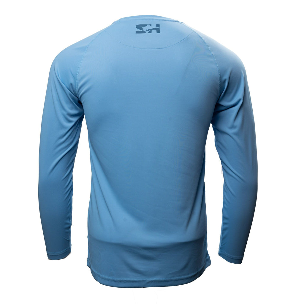 Men's Solar Tech Long Sleeve in light blue, back view