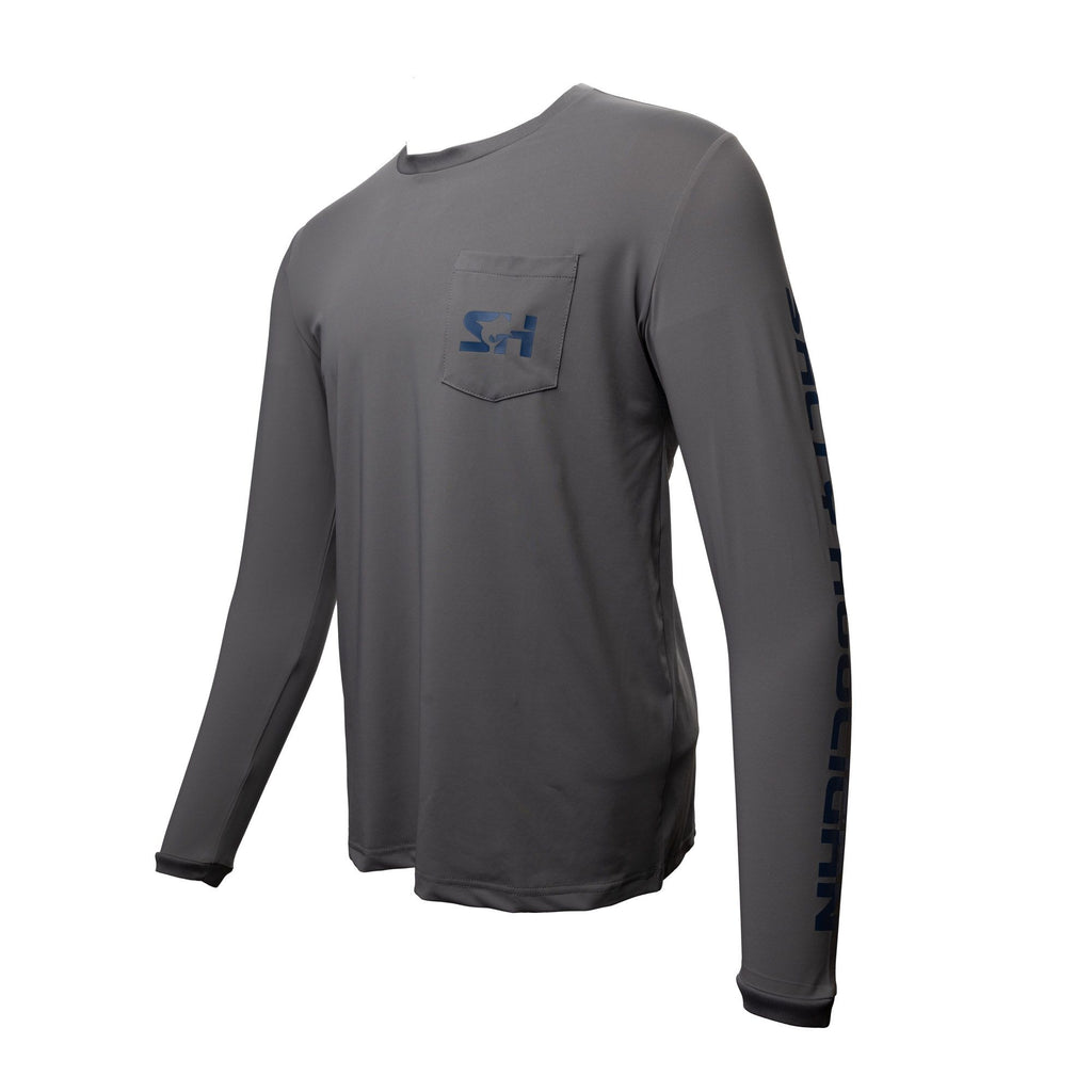 Marlin Pocket Crew Long Sleeve in smoke grey, side view