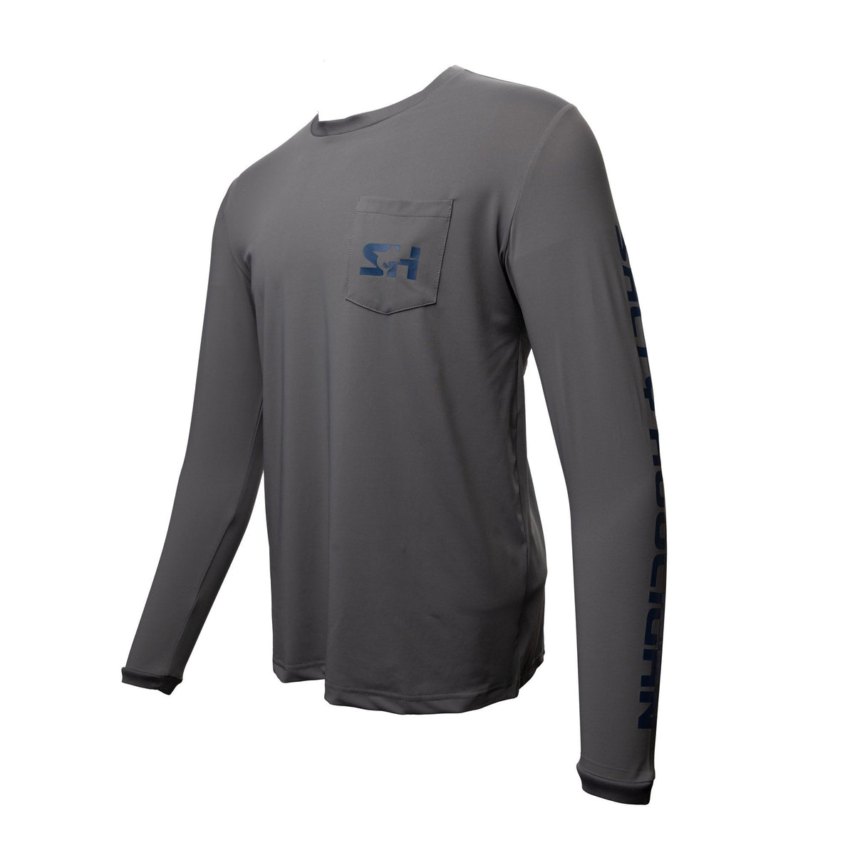 Marlin Pocket Crew Long Sleeve in smoke grey, side view