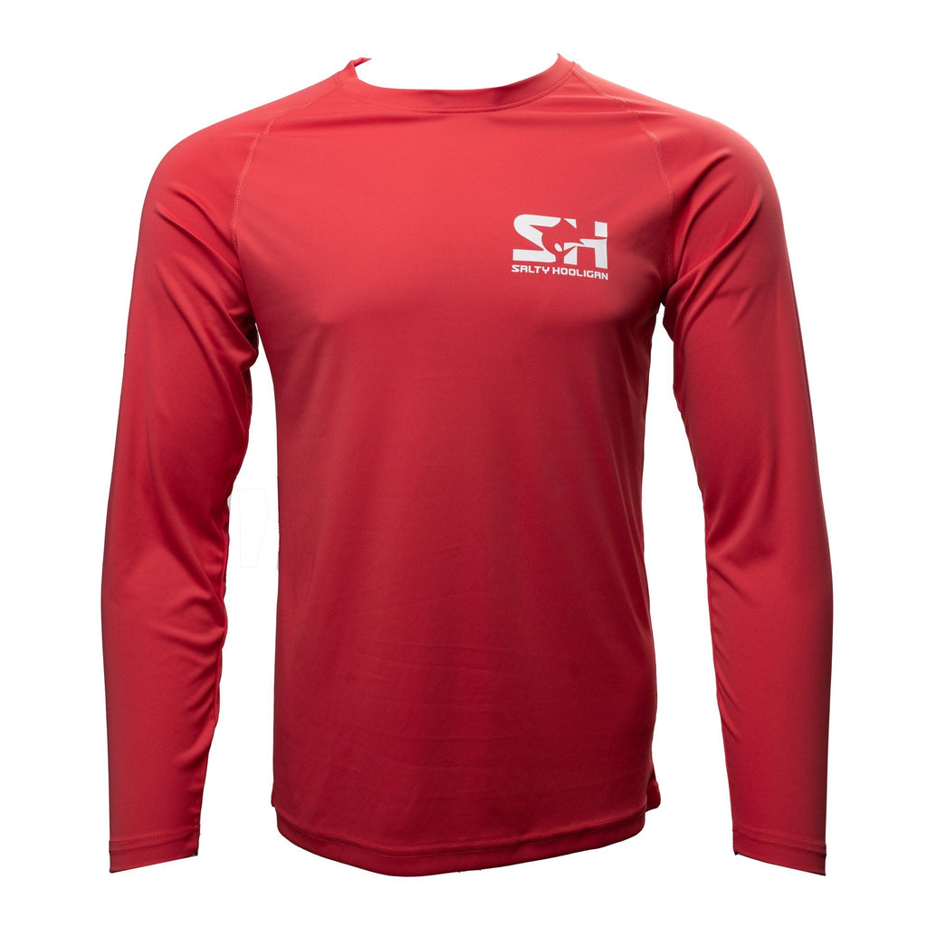 Men's Solar Tech Long Sleeve in fire red, front view