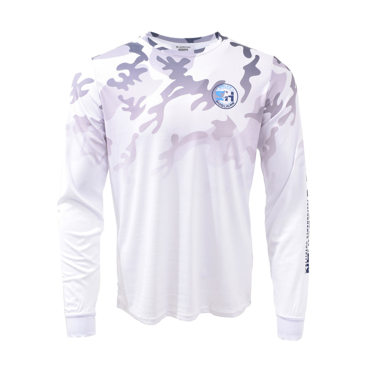 Hooligan Camo Long Sleeve in white camo, front view