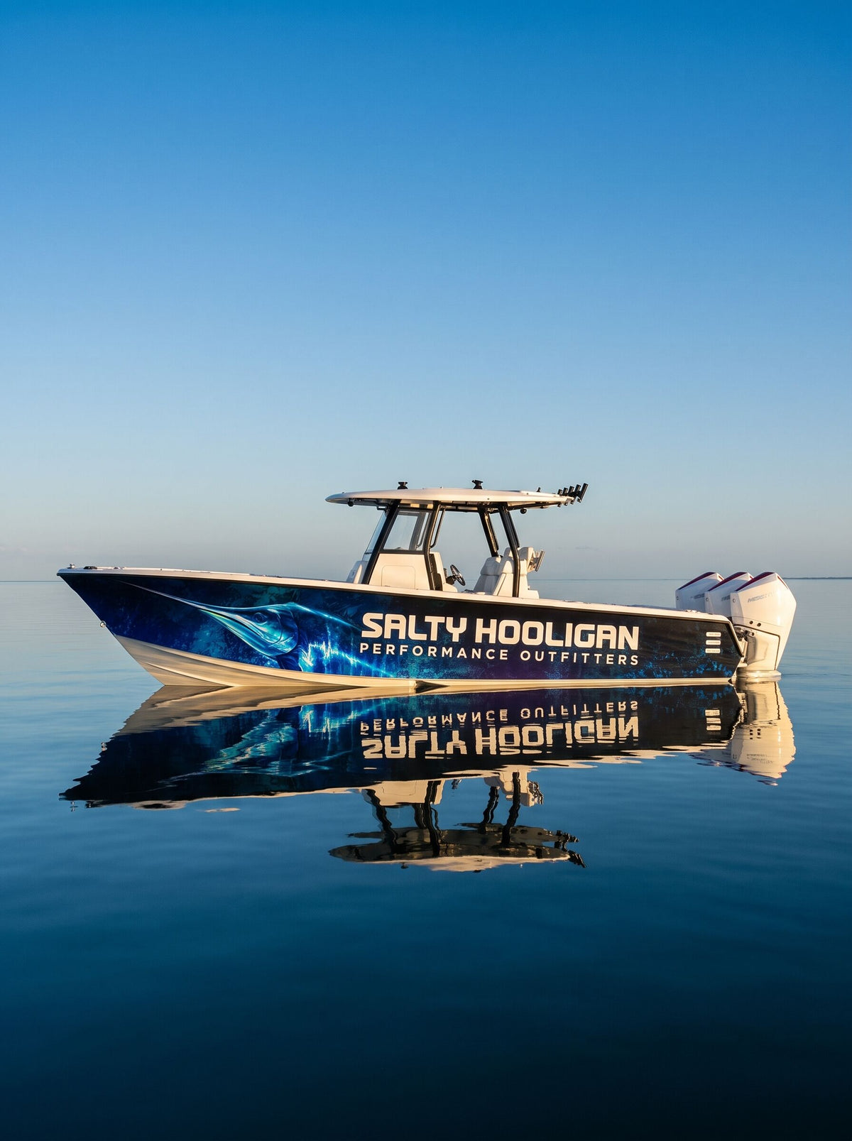 The Salty Hooligan boat on flat water